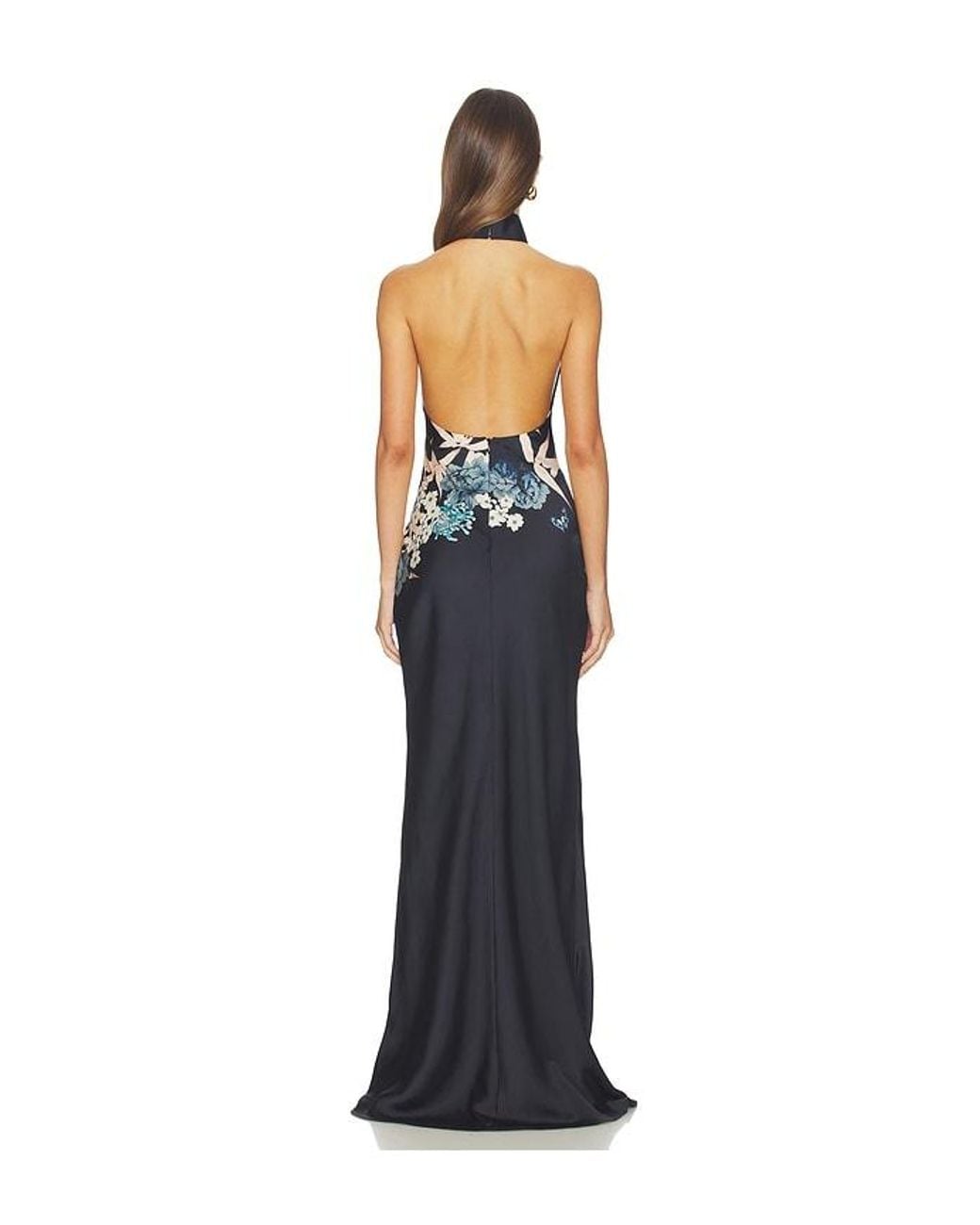 SAU LEE Blue Gillian Satin Gown