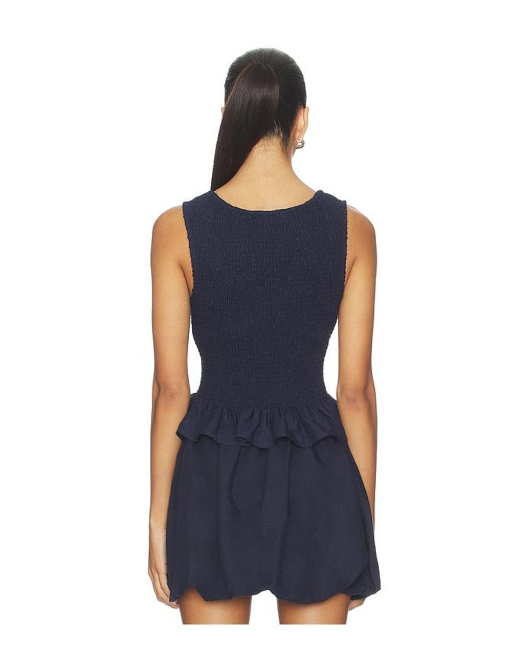 Onia Blue Air Linen Smocked Tank Top