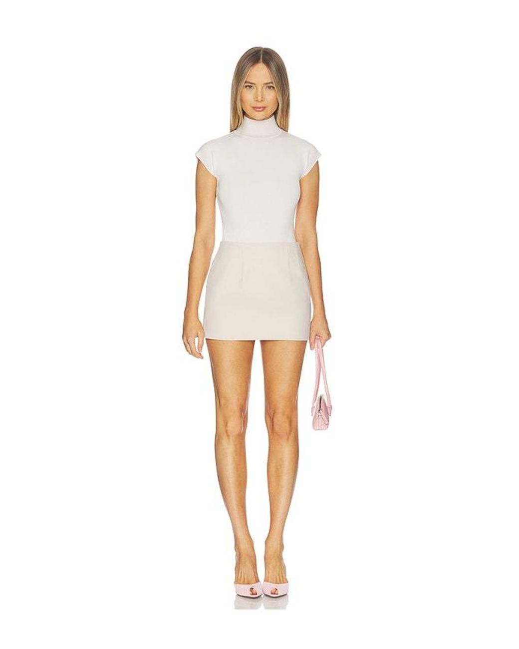 AEXAE White Wool Contoured Mini Skirt