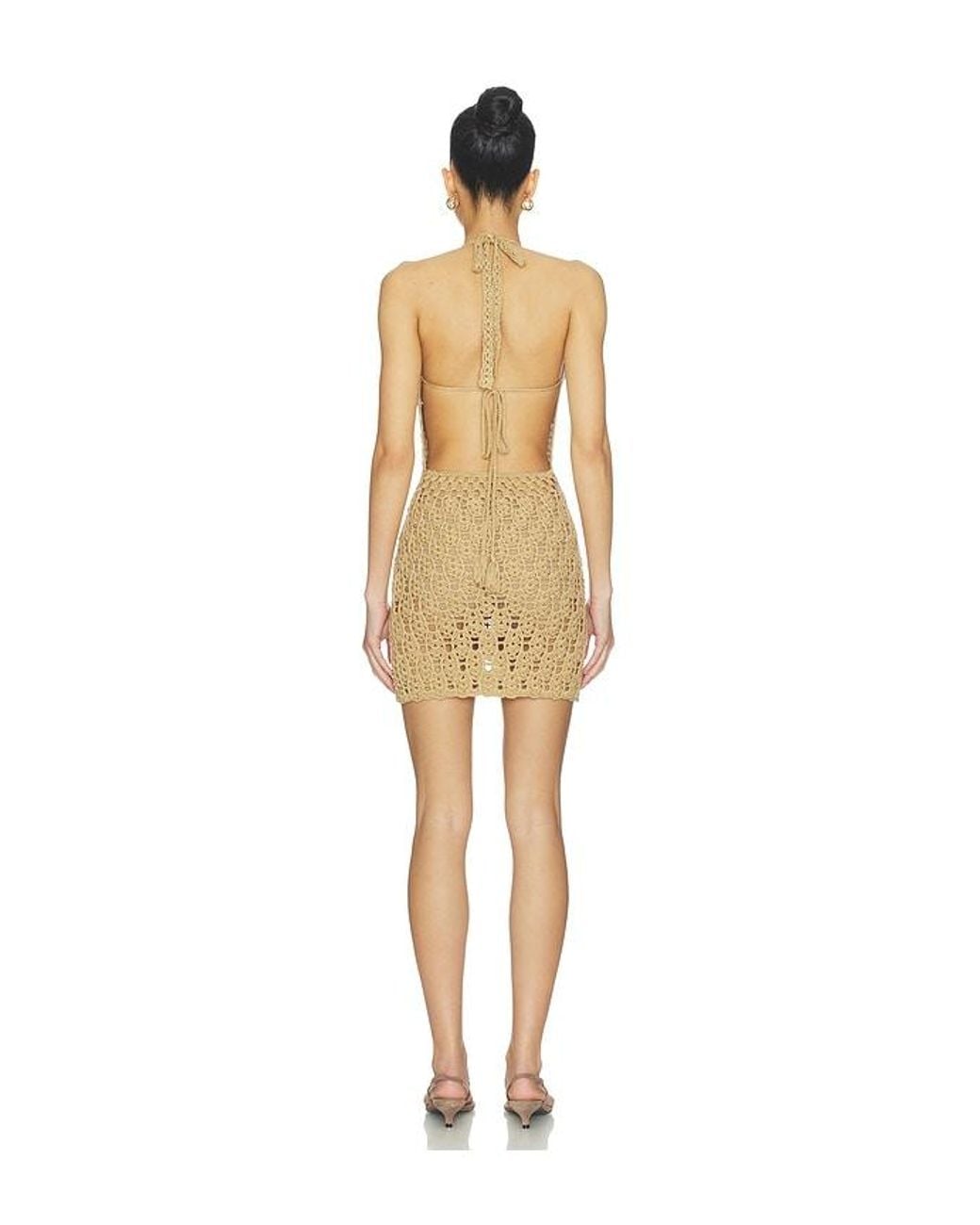 MORE TO COME Natural Tamia Crochet Mini Dress