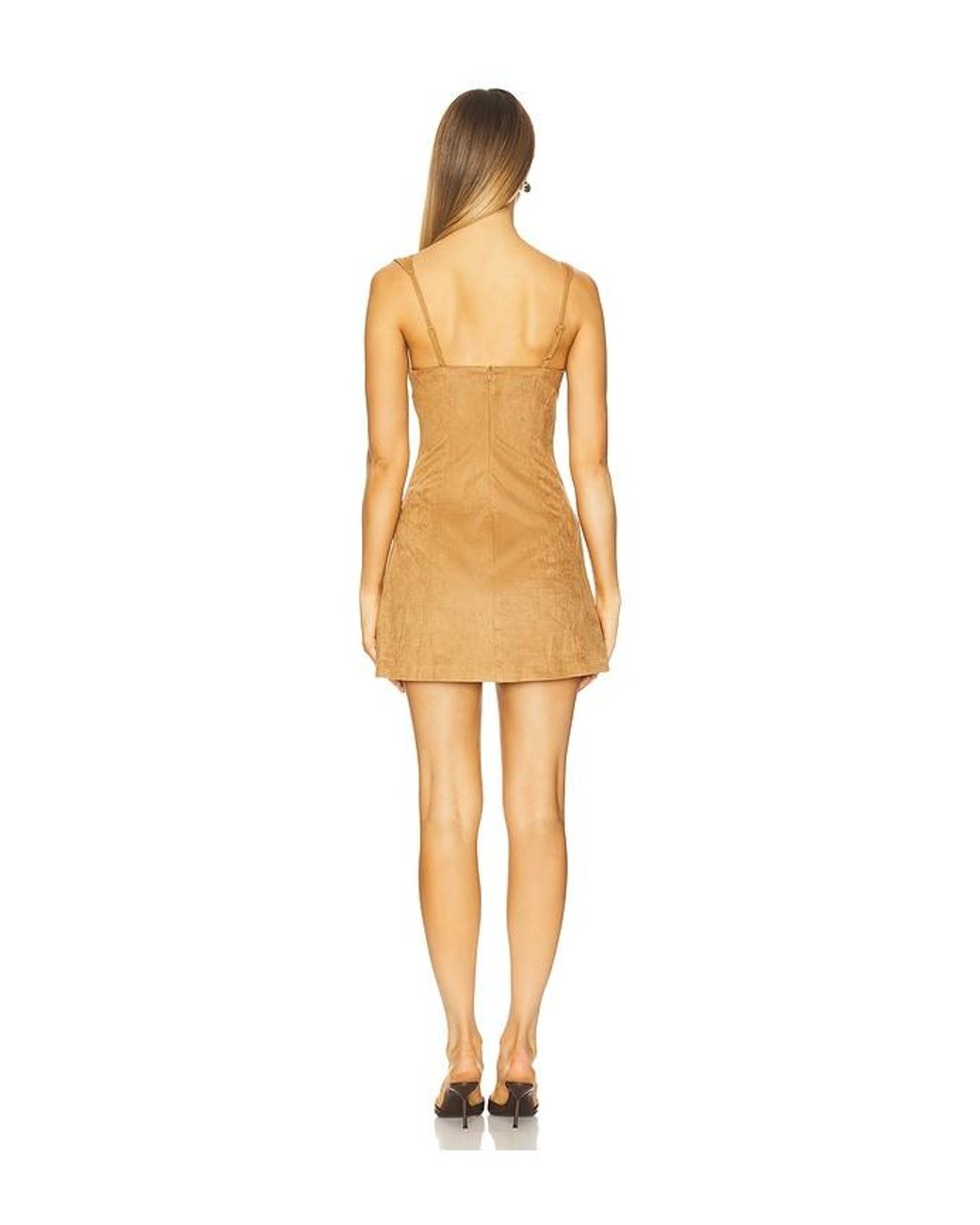Runaway the Label Natural Zaela Square Neck Fitted Mini Dress