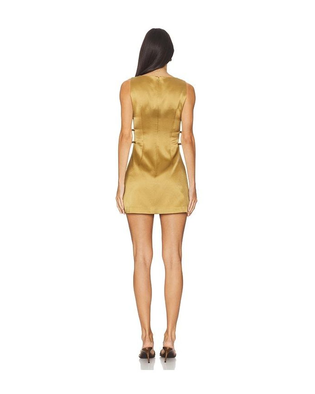 SAU LEE Yellow Teddi Satin Mini Dress