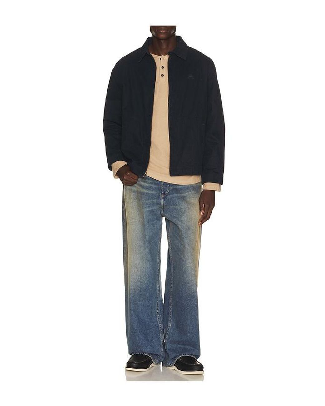 Rhythm Blue Vintage Terry Long Sleeve Henley for men