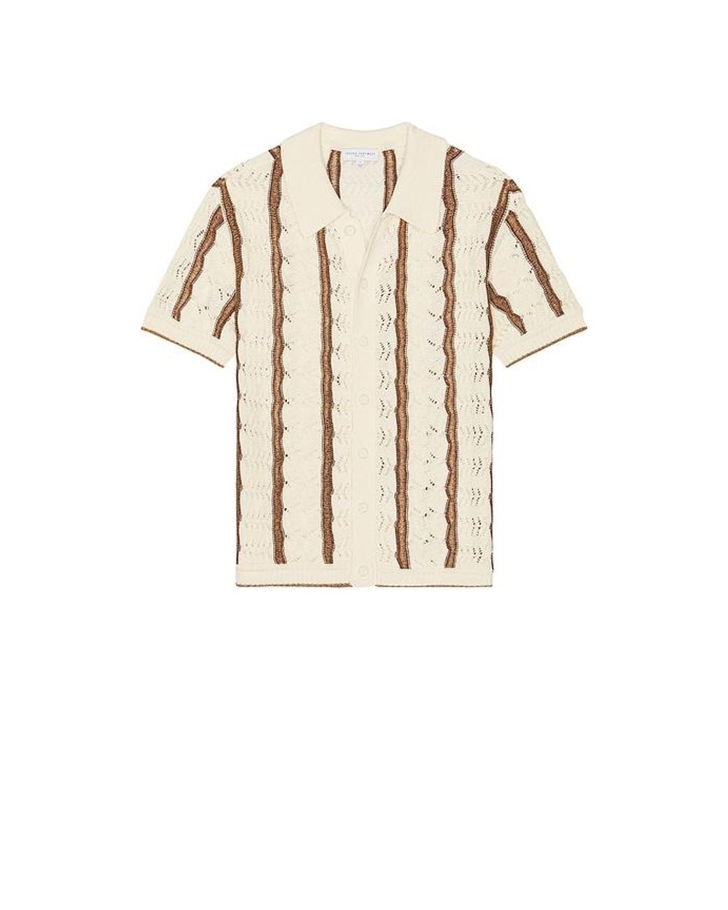 Central Park West Natural Novelty Stitch Button Down Shirt for men