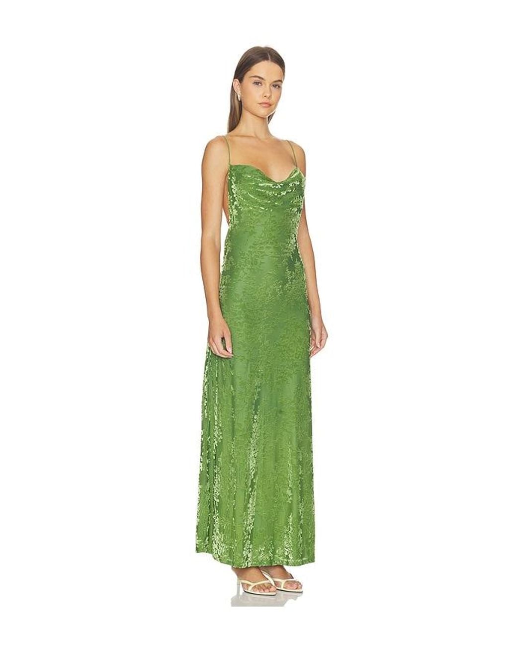 Runaway the Label Green Lyssa Cowl Cross Back Maxi Dress
