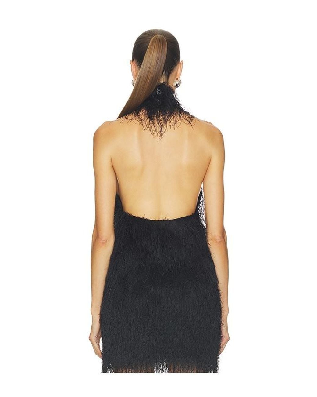 AEXAE Blue Polyester Fringe Halter Top