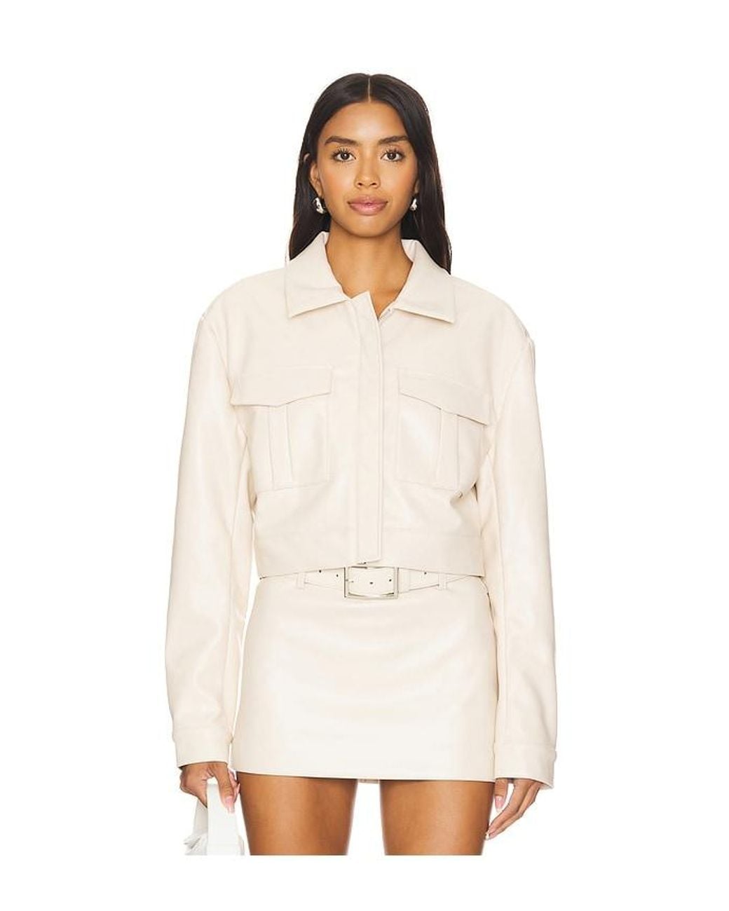 Nakedvice White Smooth Leather Zipper Jacket