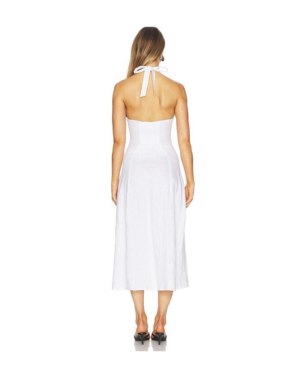 AEXAE White Linen Halter Neck Maxi Dress