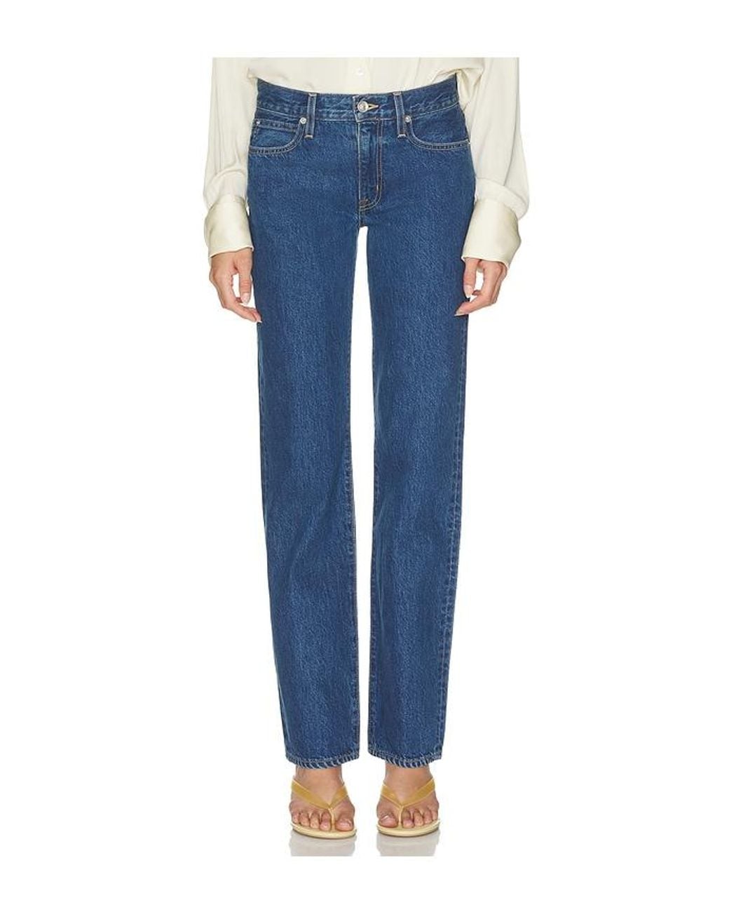 SLVRLAKE Denim Blue Chloe Low Rise Straight Leg Jean