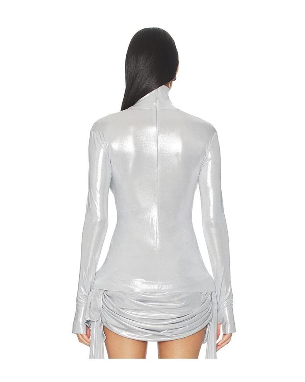 Norma Kamali White Slim Fit Long Sleeve Turtle Top