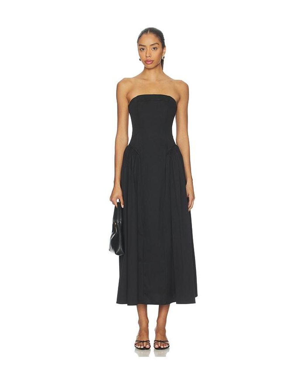 WeWoreWhat Black Strapless Corset Ruched Dress
