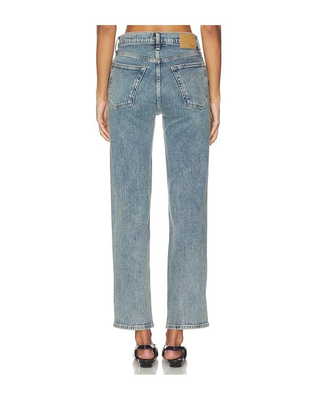 Rag & Bone Blue Harlow Mid-Rise Ankle Straight Jeans