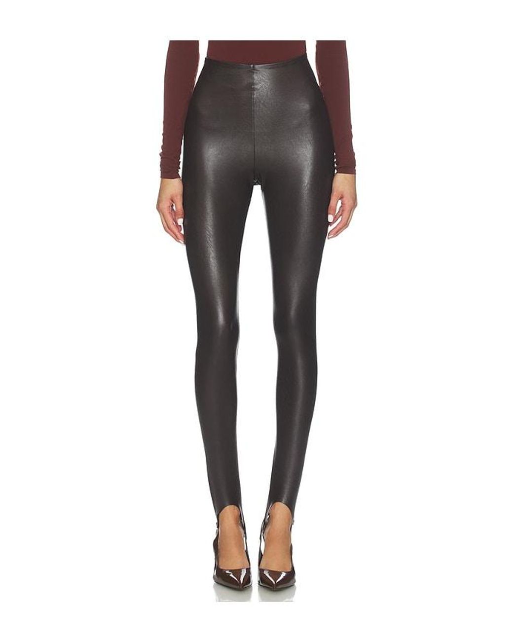 Commando Black Faux Leather Stirrup Legging