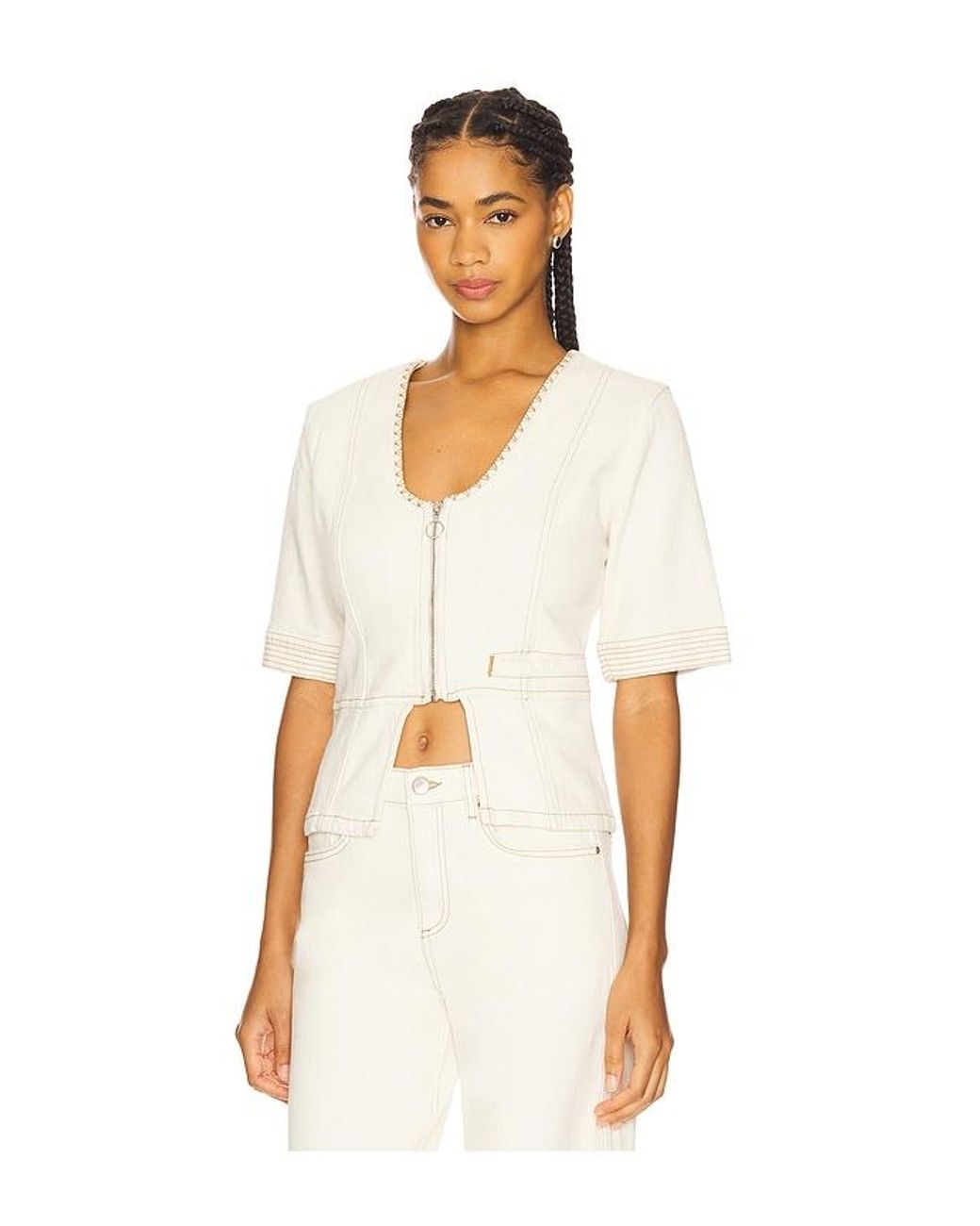 seventy + mochi White Lea Top