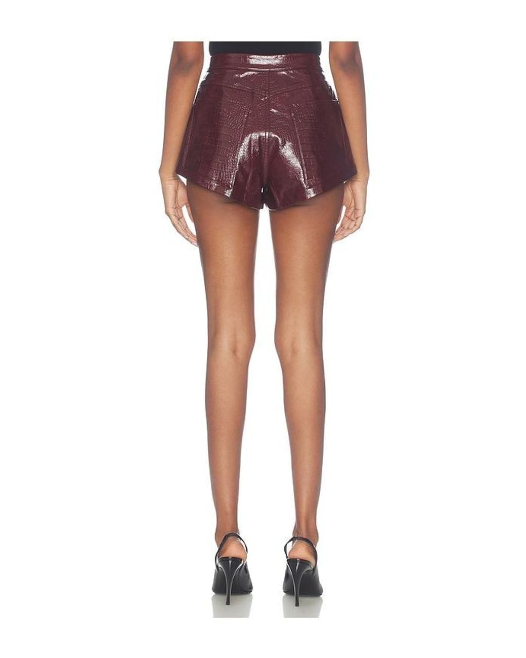 Bronx and Banco Red Faux Leather Croc Embossed Shorts