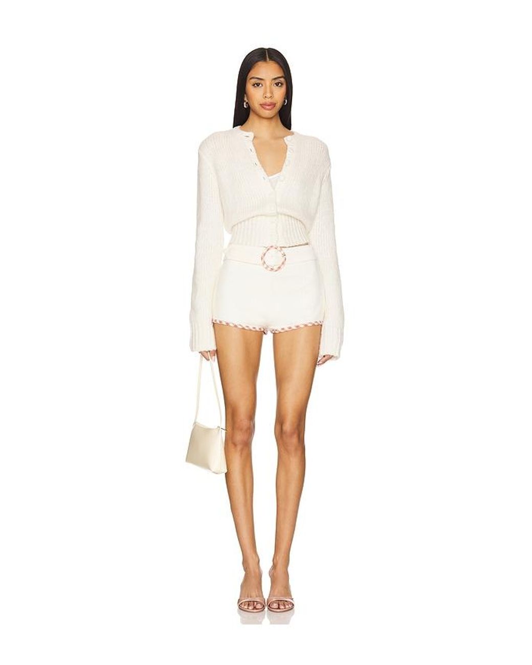 For Love & Lemons White Pointelle Shorts