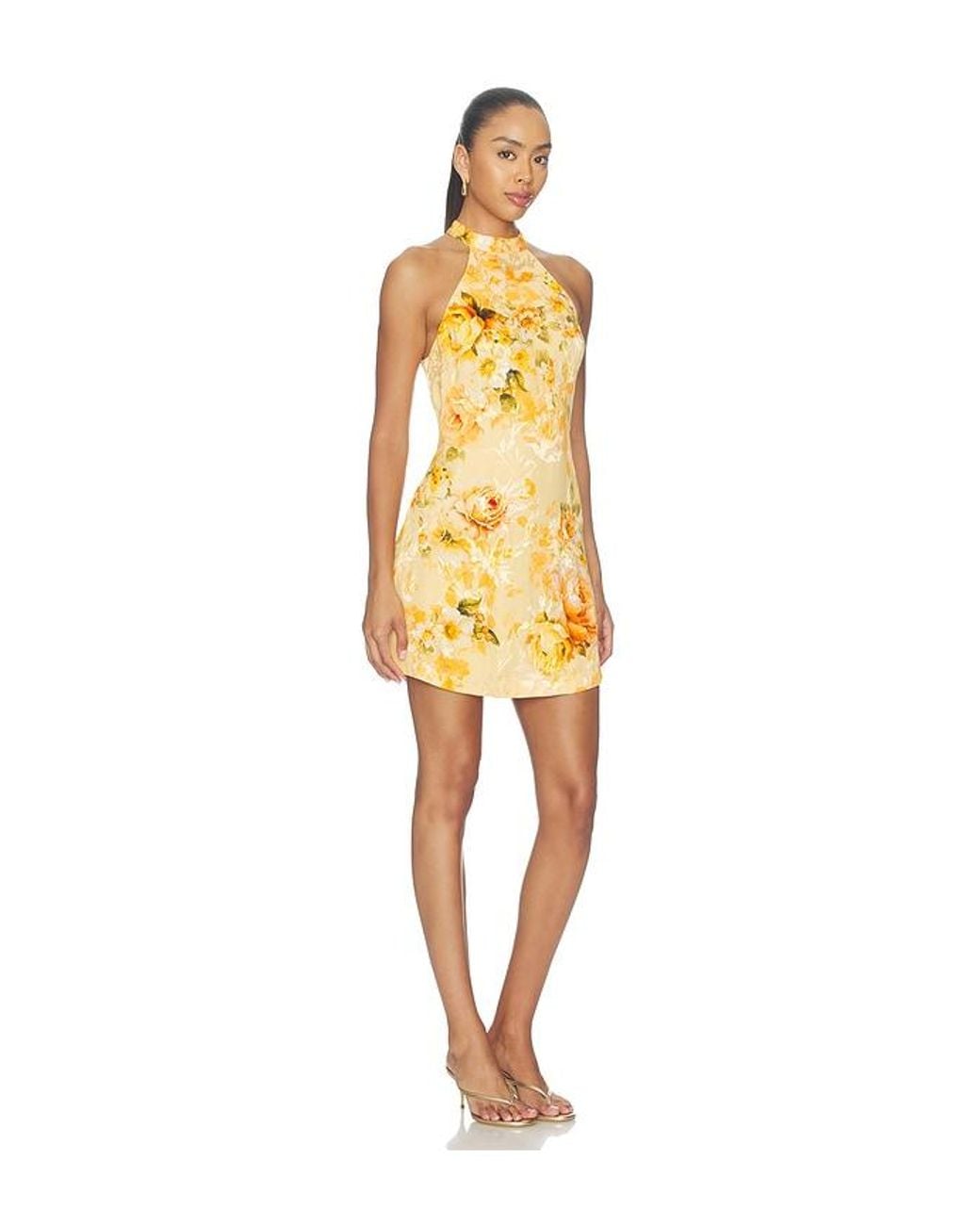 Hemant & Nandita Yellow Halter Mini Dress