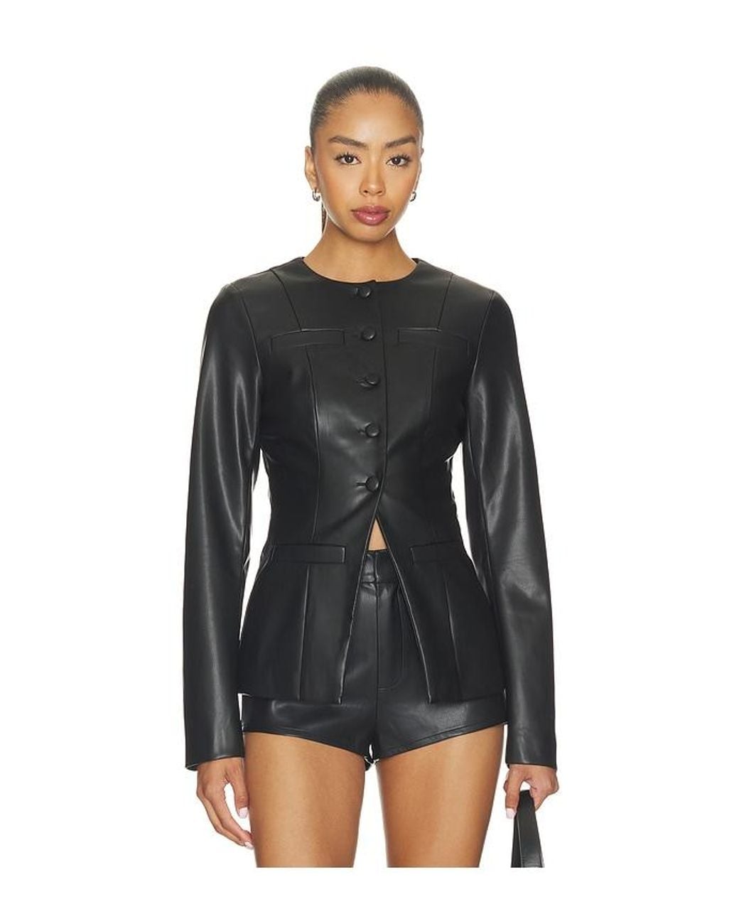 ALL THE WAYS Black Vandellia Faux Leather Blazer