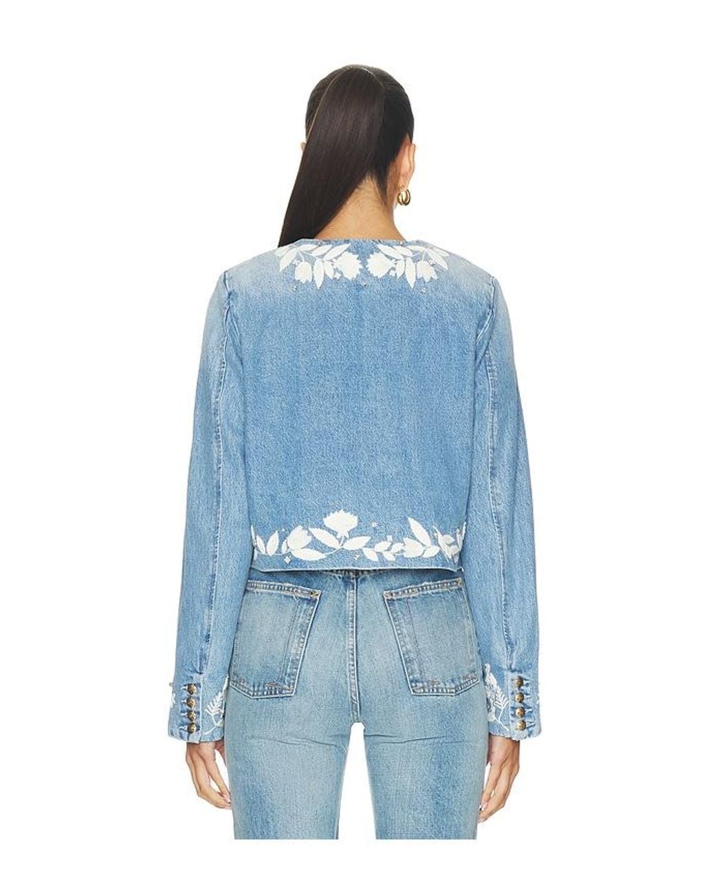 Citizens of Humanity Blue Flora Jacket With Floral Embroidery