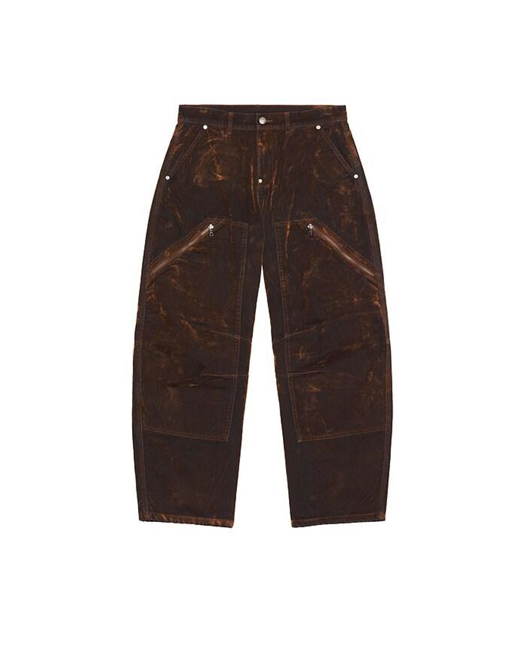 Palm Angels Brown Palm Tree Flock Denim Carpenter for men