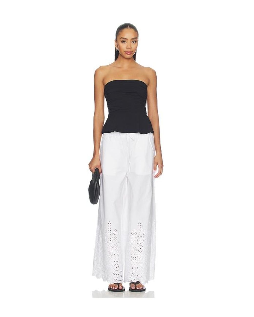 Susana Monaco Black Tube Gathered Flare Top