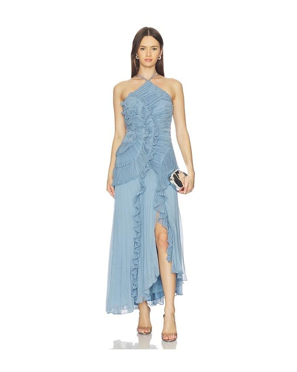AMUR Blue Lorelie Halter Gown