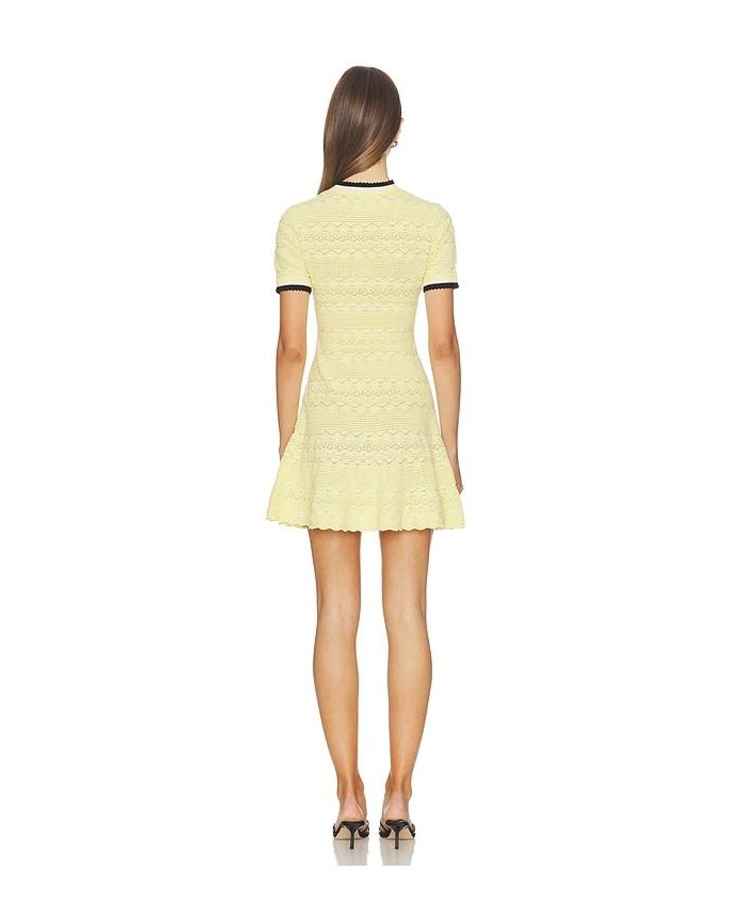 Self-Portrait Yellow Pointelle Knit Mini Dress