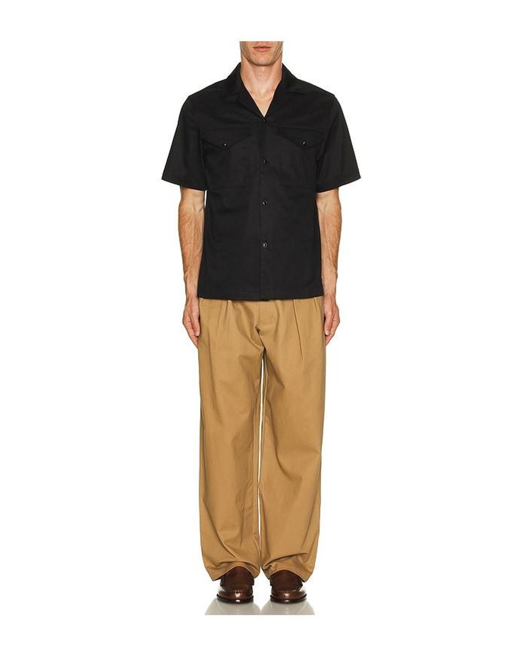 WAO Black Satin Western Short Sleeve Shirt for men