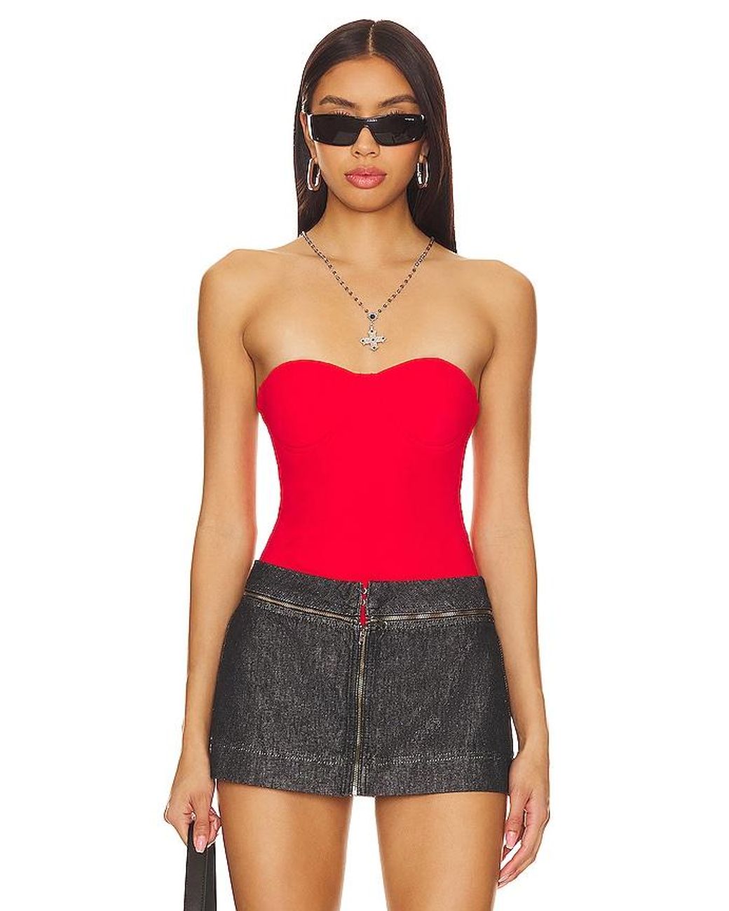 superdown Red Stef Bustier Bodysuit