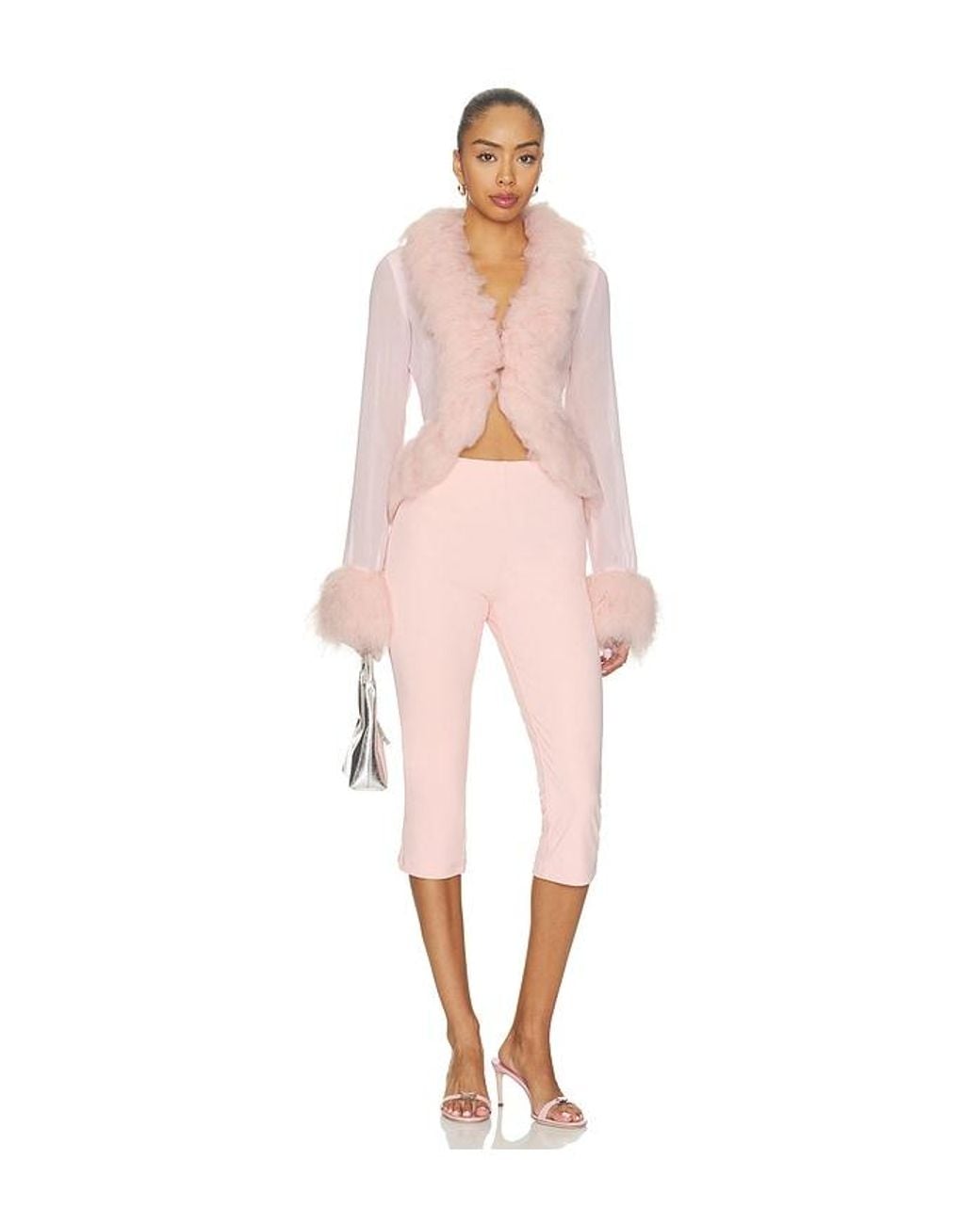 AFRM Pink X Revolve Simone Faux Fur Cardigan