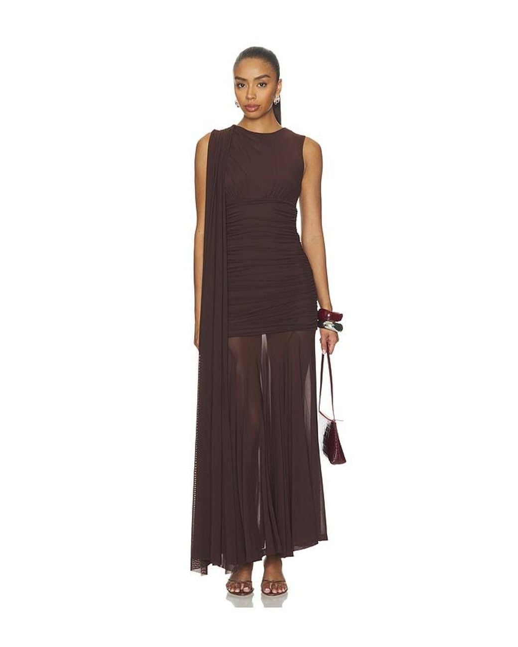Bardot Brown Alverie Mesh Maxi Dress