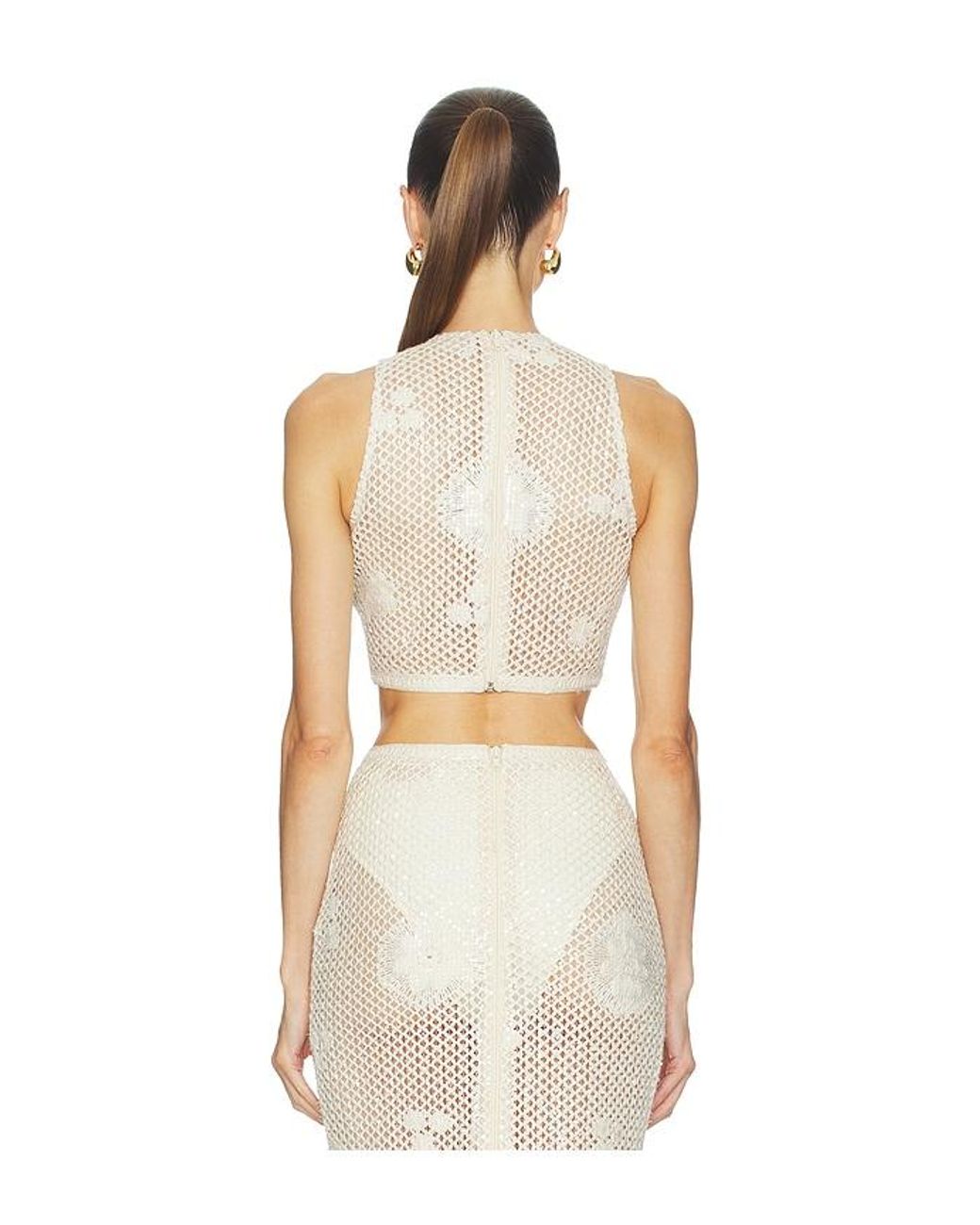 Bronx and Banco White Crochet Mila Crop Top