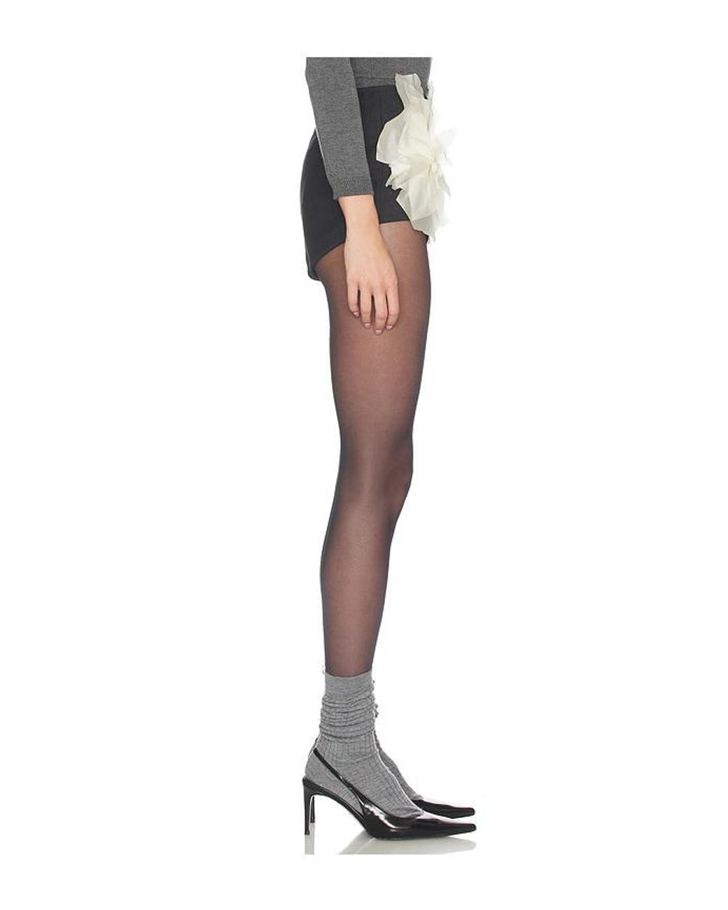 Milkwhite Black Short With Flower