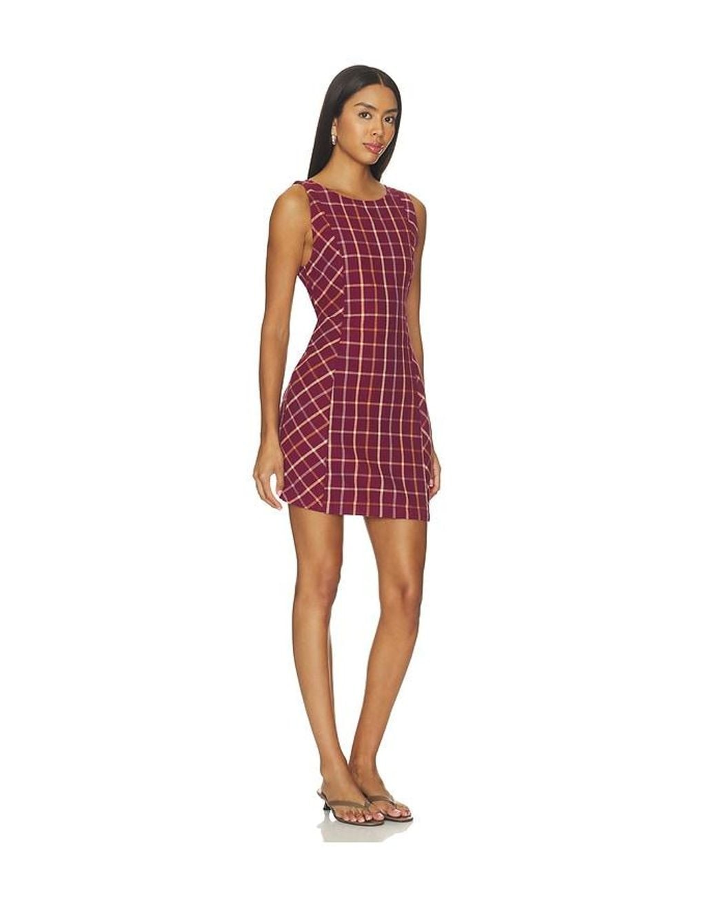 Free People Red Atlas Plaid Mini Dress