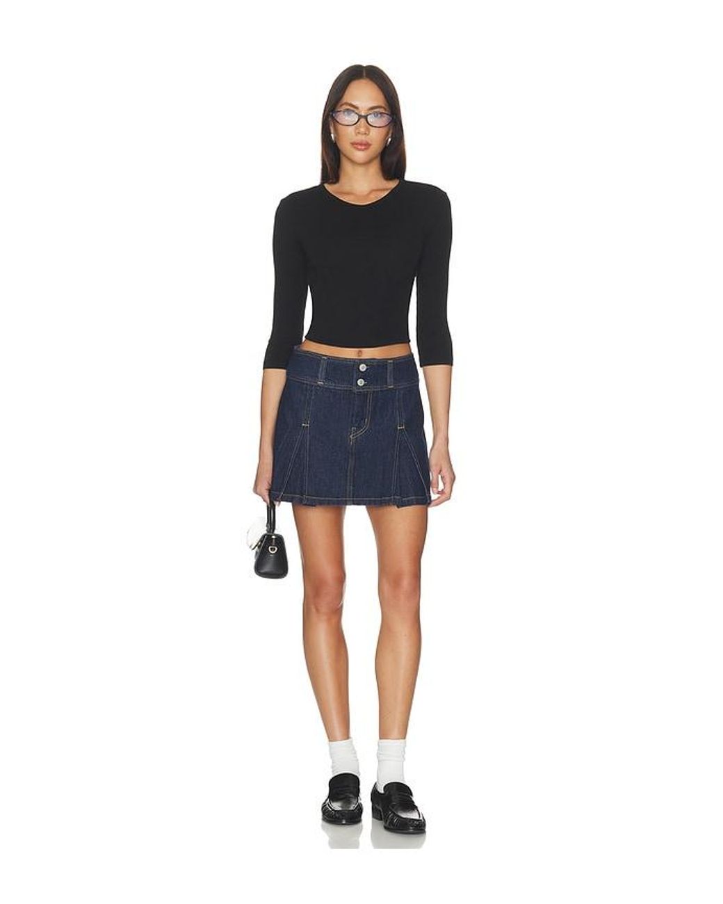 Levi's Blue Inverted Pleat Mini Skirt