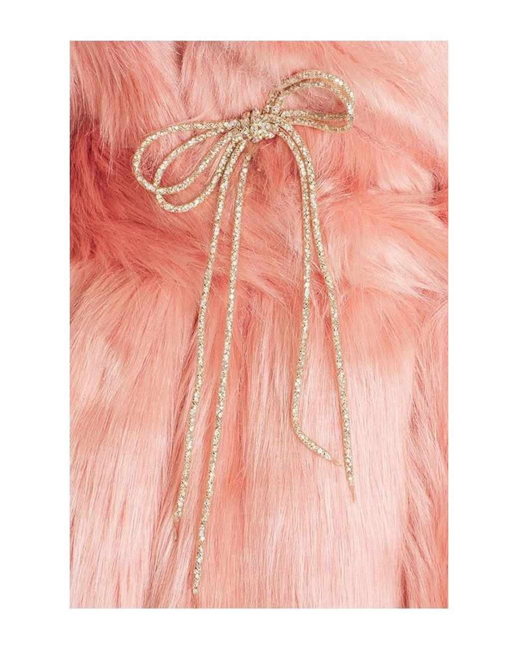 Milkwhite Pink Faux Fur Coat With Faux Pearls