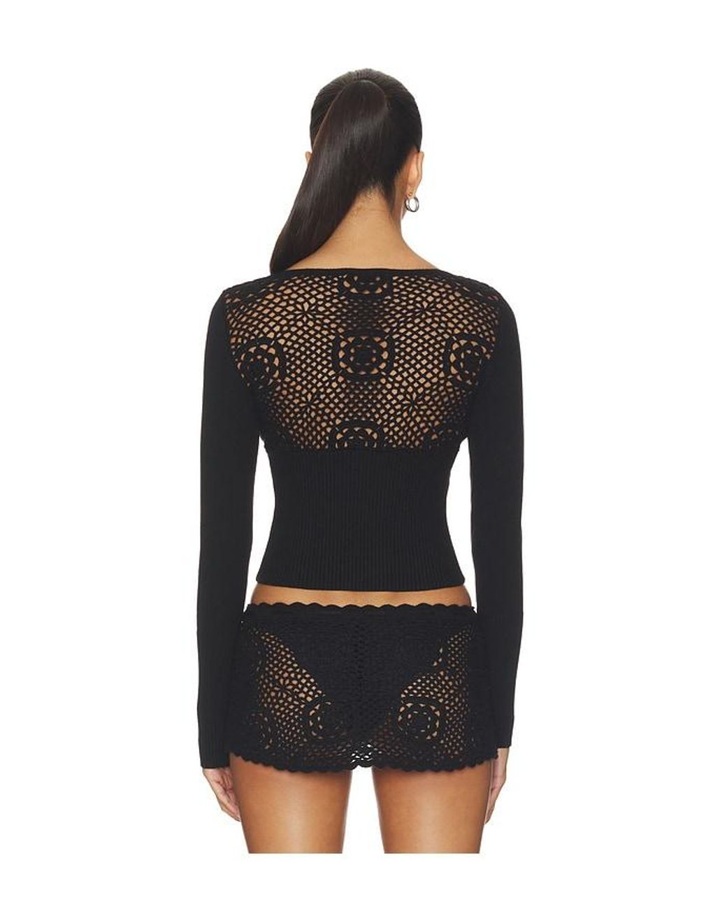 Frankie's Bikinis Black Arlo Cloud Knit Long Sleeve Shirt