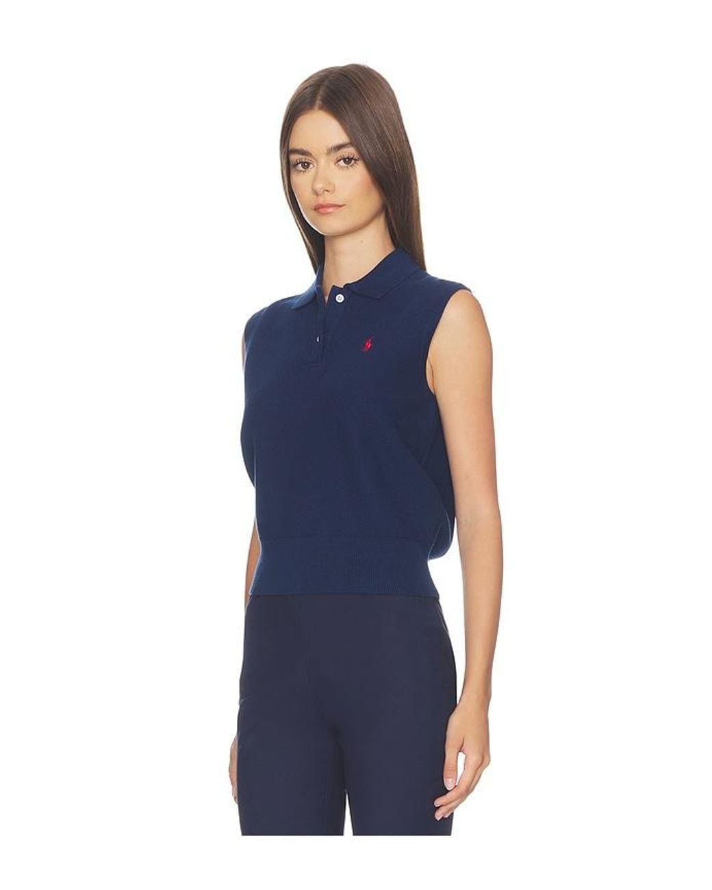 Polo Ralph Lauren Blue Sleeveless Polo Knit Collar Pullover