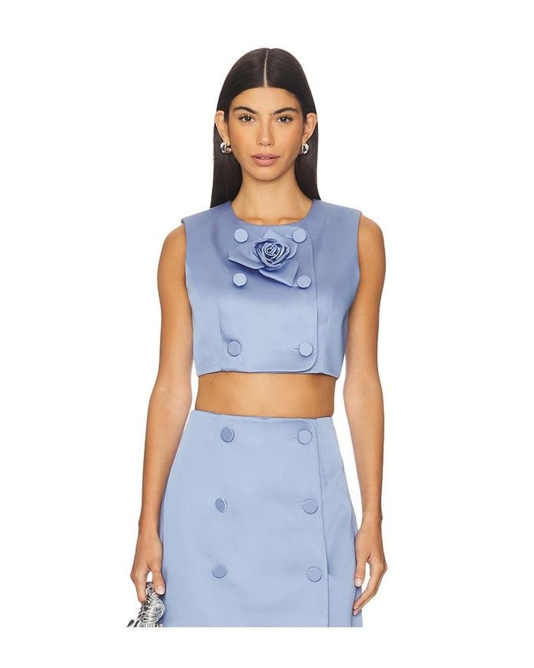 AKNVAS Blue Edie Dutchess Satin Top