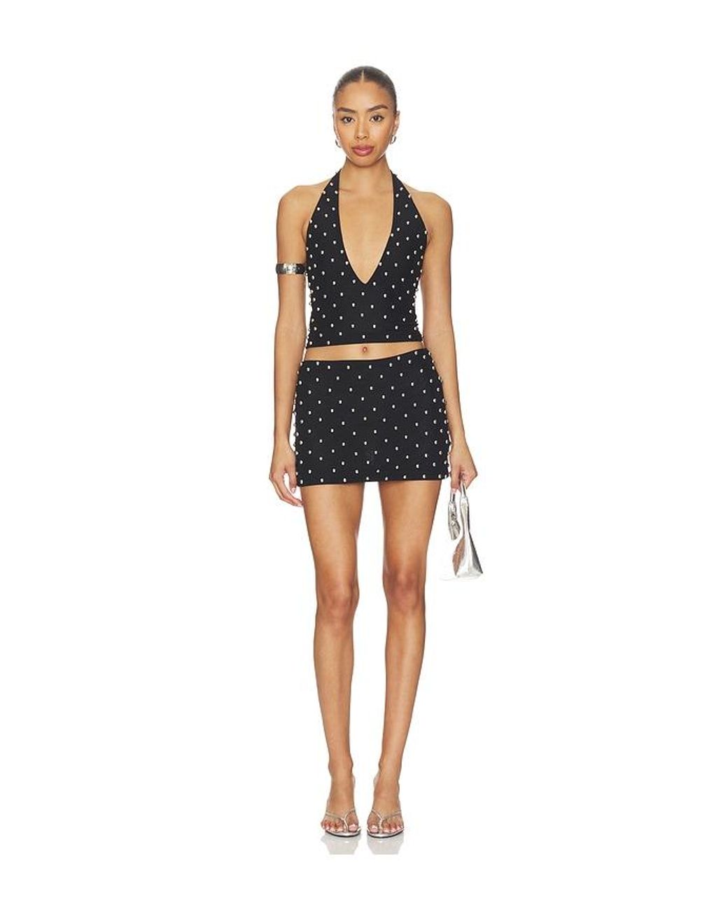 Leslie Amon Blue Cabochon Halter Top