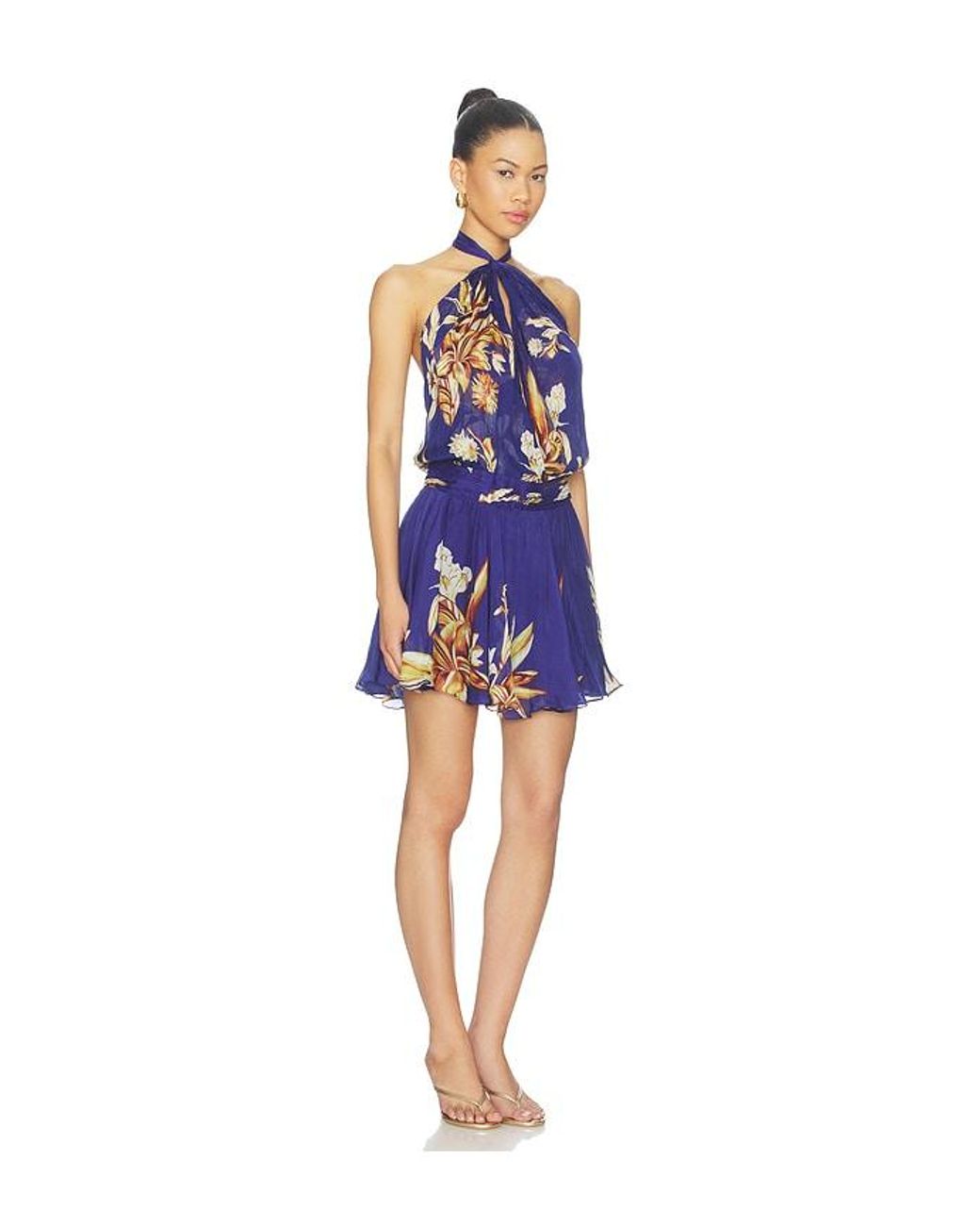 Rococo Sand Blue Sash Tie Mini Dress