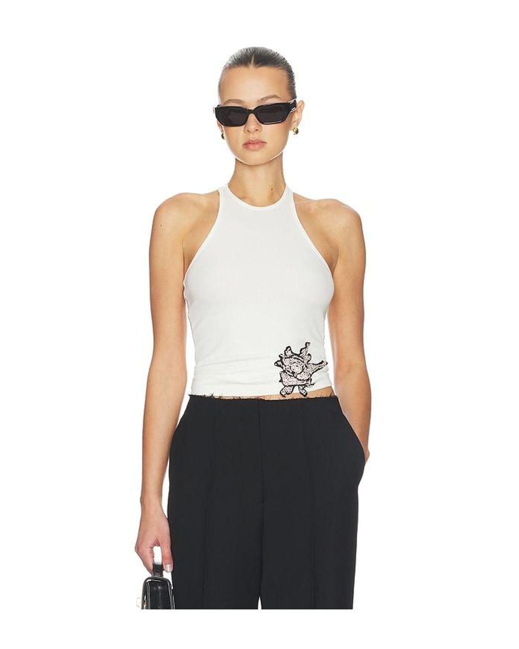 MOTHER OF ALL Black Ribbed Sunrose Tank Top