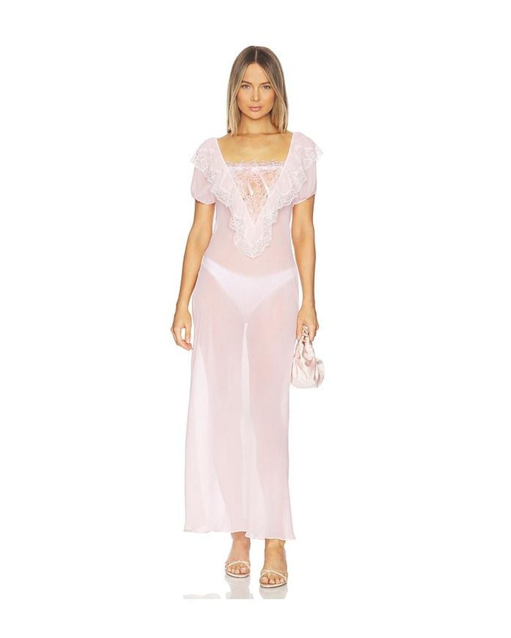 For Love & Lemons White Grace Maxi Slip Dress