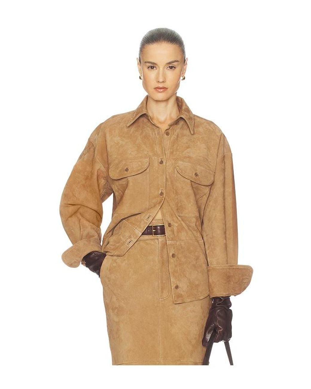 Helsa Natural Suede Overshirt