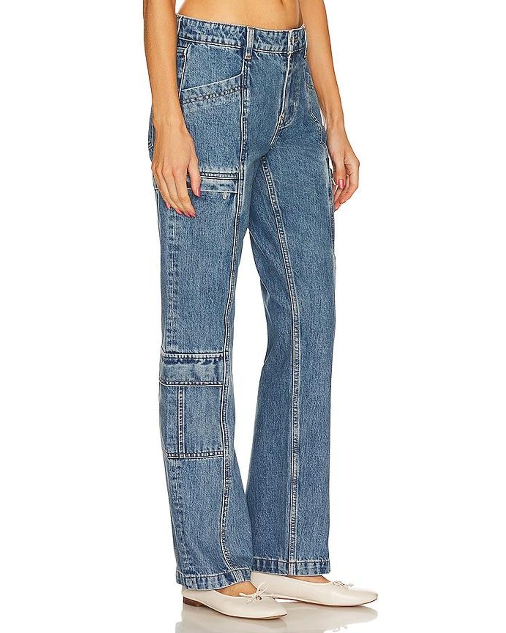 GRLFRND Naomi Low Rise Slim Cargo Jeans in Blue Lyst UK