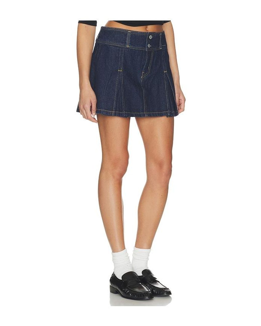 Levi's Blue Inverted Pleat Mini Skirt