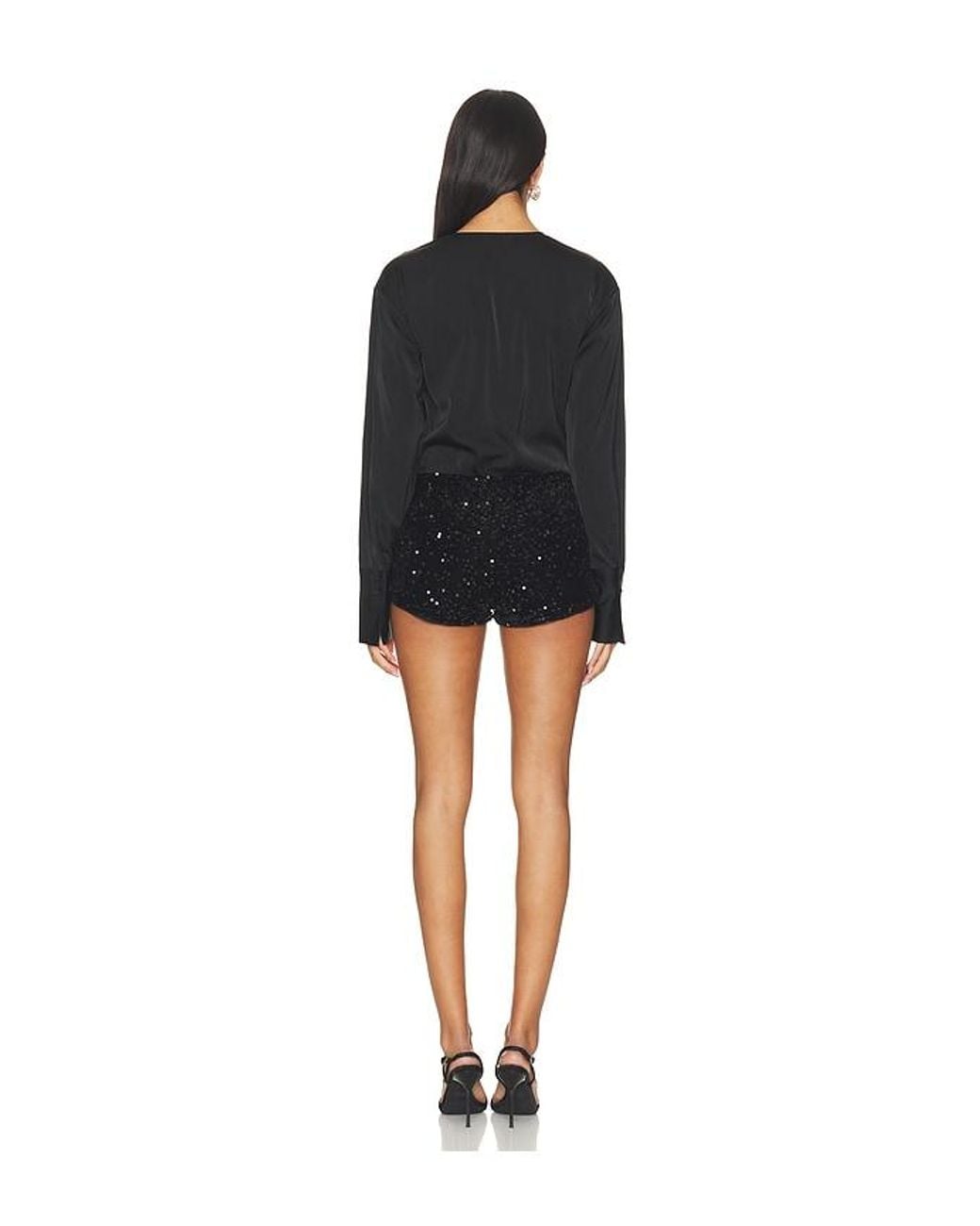 superdown Black Serenity Long Sleeve Cowl Neck Romper