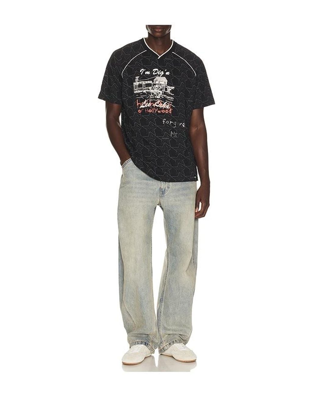 Palm Angels Black Starry Palm Allover Tee for men