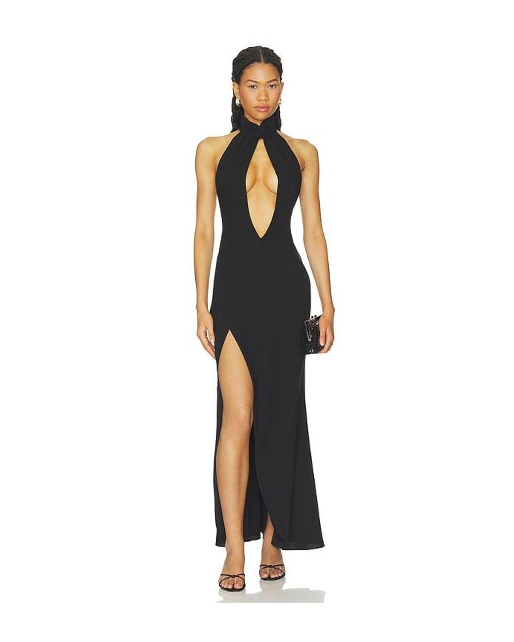 GUIZIO Black Suki Halter Neck Gown