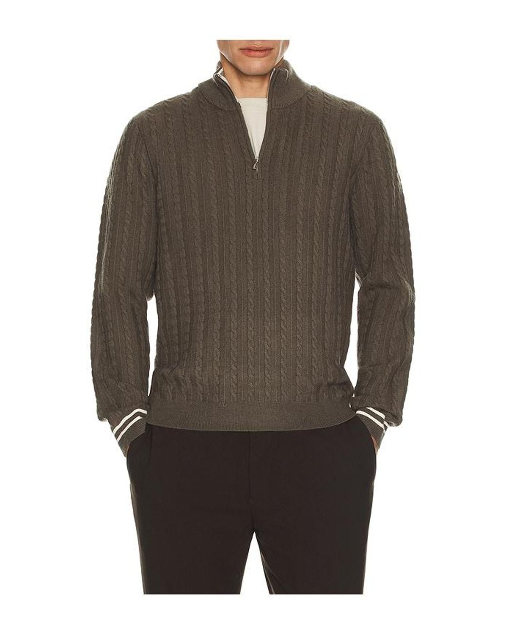 Reiss Brown Tuscano Quarter Zip Sweater for men